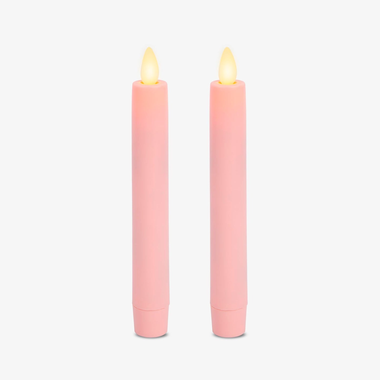 Luminara Set of 2 Flameless Candle Tapers (0.87" x 6.7") Flat Top Real Wax Unscented (Saga Rose)