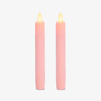 Luminara Set of 2 Flameless Candle Tapers (0.87" x 6.7") Flat Top Real Wax Unscented (Saga Rose)