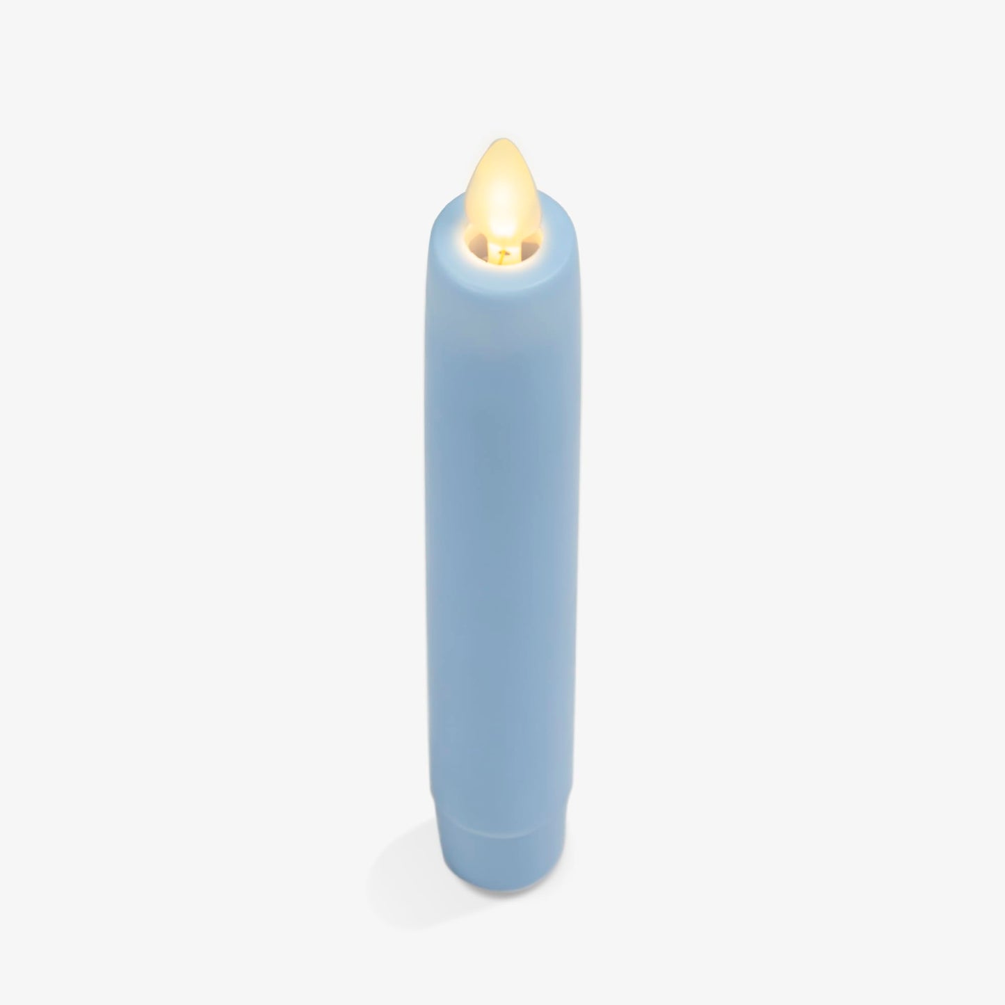 Luminara Set of 2 Flameless Candle Tapers (0.87" x 6.7") Flat Top Real Wax Unscented (Airy Blue)