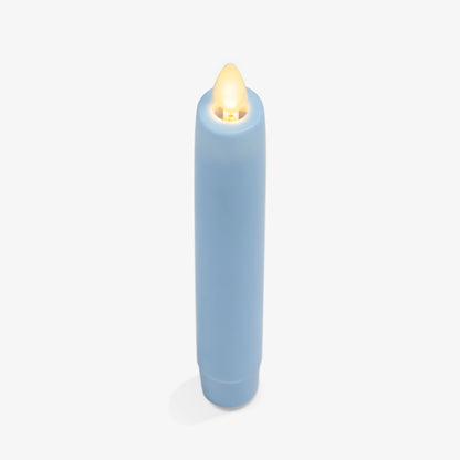 Luminara Set of 2 Flameless Candle Tapers (0.87" x 6.7") Flat Top Real Wax Unscented (Airy Blue)