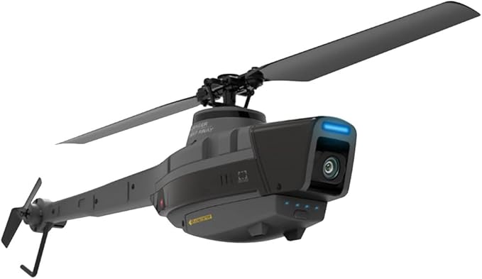 RC ERA C128 RC Helicopter with 1080P Camera 2.4GHz 4CH Single-Rotor Brushless Scout Drone 6-Axis Gyro Military Aircraft with Optical Flow Positioning RTF with 1 Battery