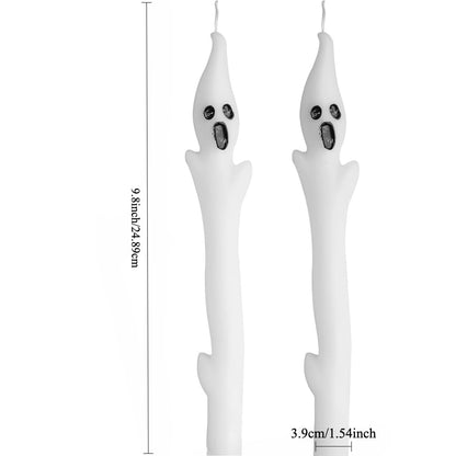 Halloween Ghost Candles Set, Cute Spooky White Taper Candles with Ghost Face for Halloween Decorations, Haunted House, Party Table Centerpiece, Gothic Home Decor, Trick or Treat Supplies (4PCS)
