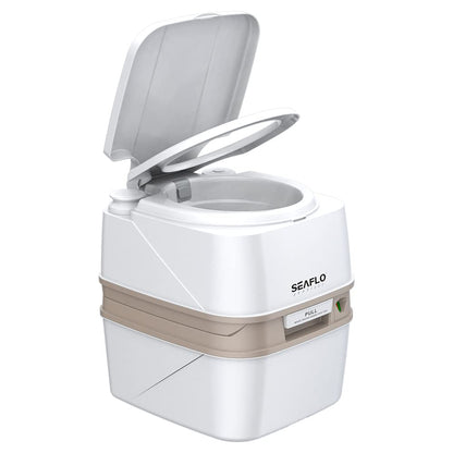 SEAFLO 18L Premium Portable Travel Toilet - 4.8 Gallon Waste Tank, 2.6 Gallon Fresh Water Tank, Manual Flush, Camping RV Travel, Compact Outdoor Emergency Toilet, SFPT-18-03, 4-Year Warranty