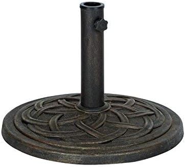 UBP18181-BR 18-Inch Cast Stone Umbrella Base - Rust-Free Composite with Bronze Powder Coated Finish