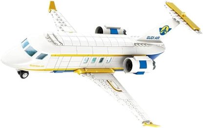 General Jim's White Business Passenger Airplane Two Vehicle Set Private VIP Passenger Plane and Taxi 347 Piece Modular Building Blocks Bricks Set - for Teens and Adults
