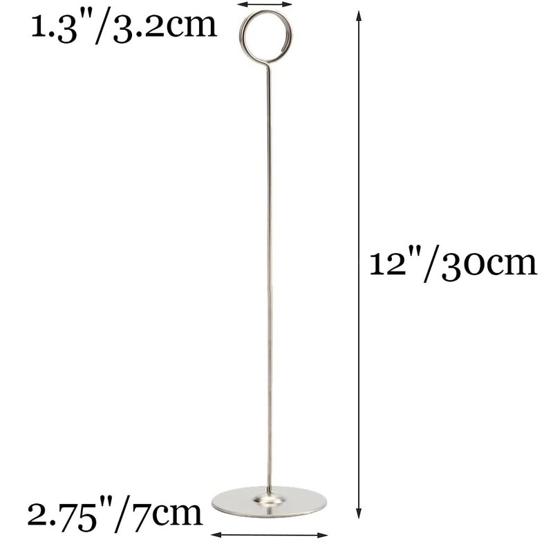 Tosnail 12 Pack 12" Tall Stainless Steel Table Number Holder, Table Card Holder Stand, Place Card Photo Display