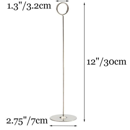Tosnail 12 Pack 12" Tall Stainless Steel Table Number Holder, Table Card Holder Stand, Place Card Photo Display