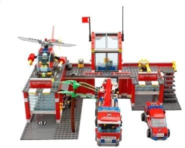 General Jim's Fire Station Multi Emergency Vehicle 774 Piece Modular Building Block Bricks Amazing Colorful 2 Level Fire Station Building Block Bricks Toy with Helipad - for All Building Levels
