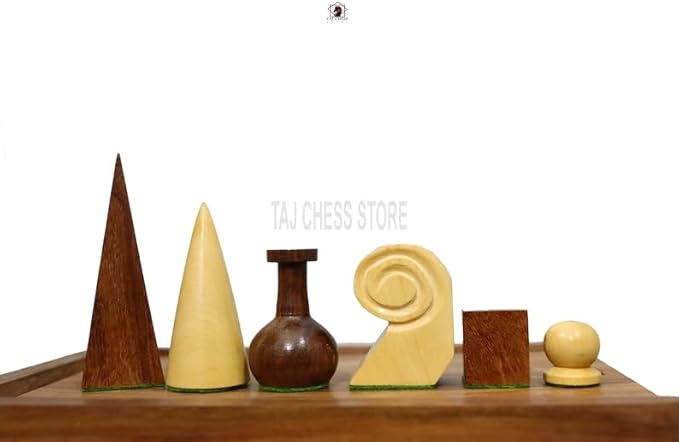 Reproduced Man Ray Wooden Chess Set Pieces in Golden Rosewood/Natural Boxwood