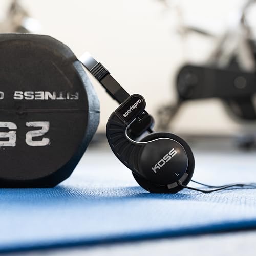 Koss SportaPro On-Ear Stereo Headphones, 3.5mm Plug, Lightweight, Unique Folding Design, Black