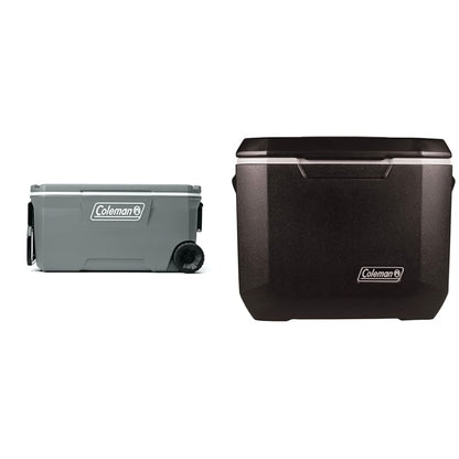 Coleman Ice Chest | Coleman 316 Series Wheeled Hard Coolers, 100qt Rock Grey & Rolling Cooler | 50 Quart Xtreme 5 Day Cooler with Wheels | Wheeled Hard Cooler Keeps Ice Up to 5 Days, Black