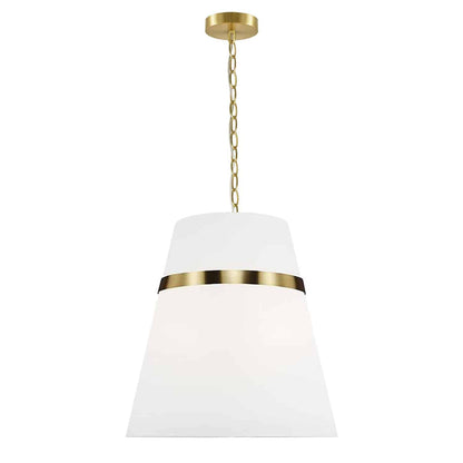 Dainolite SYM-183P-AGB-WH White Pendant Light, Brass Material, Fabric Shade