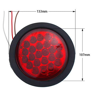 All Star Truck Parts 4in Round LED Trailer Tail Light 24 LEDs IP67 Waterproof Model ASTPL012R4C2 White