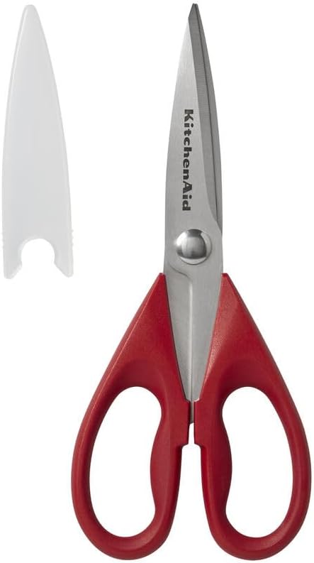 KitchenAid Kitchen Shears - Durable Stainless Steel Scissors with Soft Grip Handle, 8.72 Inch, Red