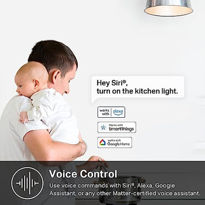 Kasa Matter Smart Light Switch: Voice Control w/Siri, Alexa & Google Assistant, UL Certified, Timer & Schedule, Easy Guided Install, Neutral Wire Required, Single Pole, 2.4GHz Wi-Fi, 3-Pack