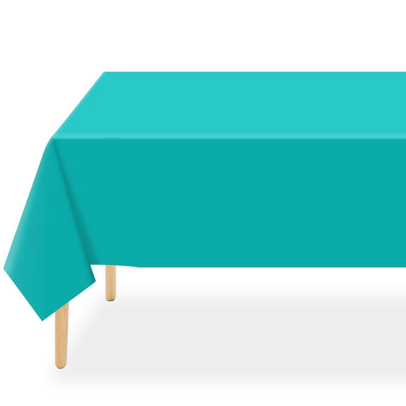 QIKSION Teal Plastic Table Cloth Disposable 12 Pack, 54 x 108 Inch Tablecloths for Easter Party, Summer, Turquoise Rectangle Table Cover