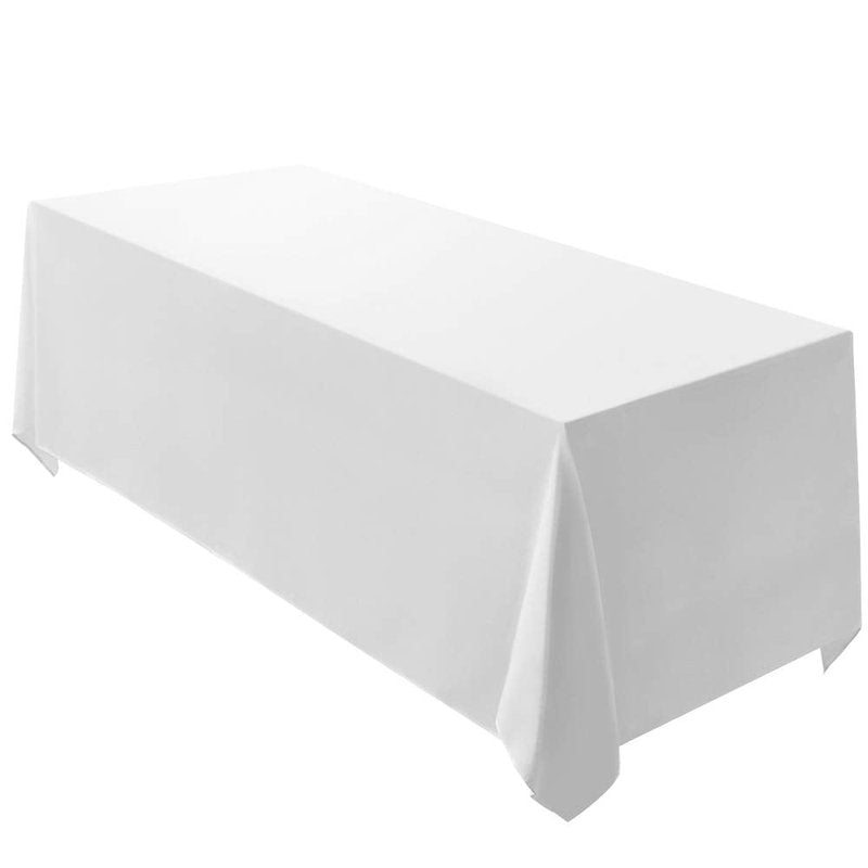 Surmente White Rectangle Tablecloth 90 x 132-inch Rectangular Polyester Table Cloth for Weddings, Banquets, or Restaurants