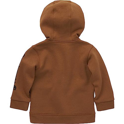 Carhartt Baby Boys Long-Sleeve Half-Zip Hooded Sweatshirt, Carhartt Brown, 6 Months