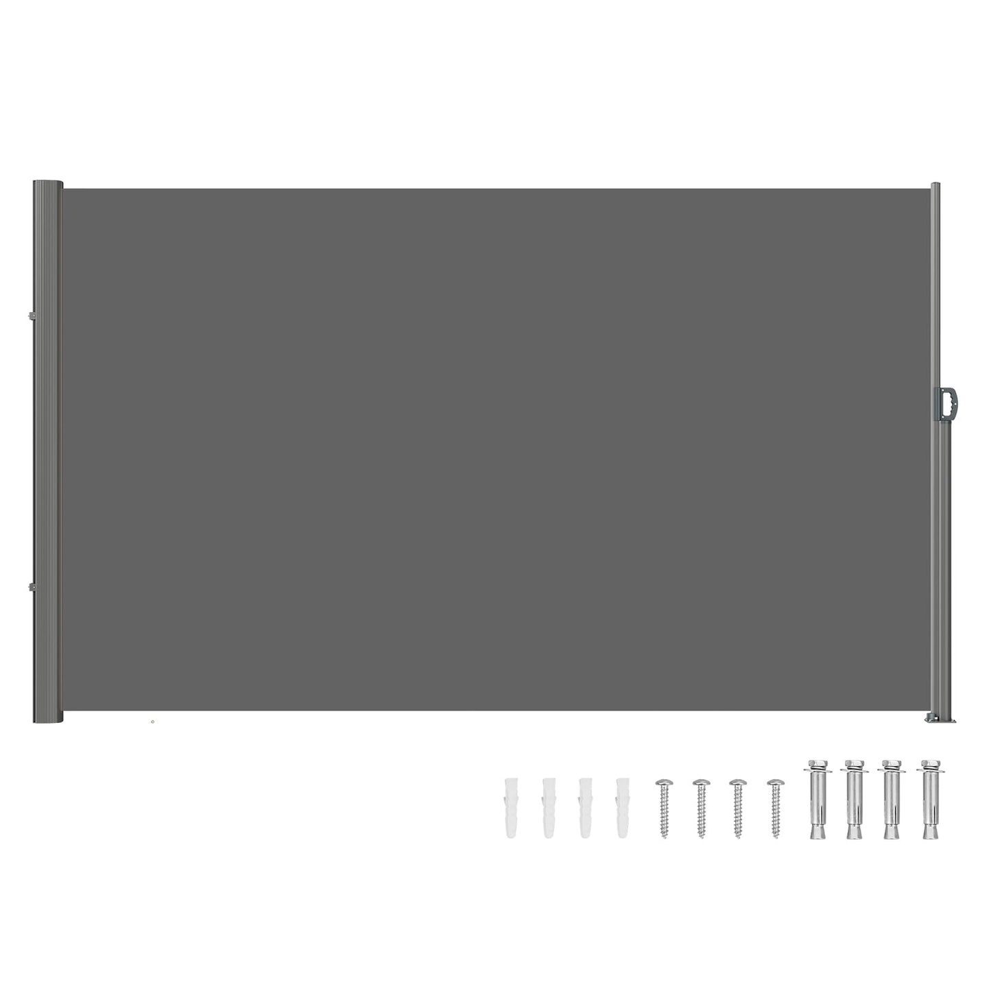VEVOR Retractable Side Awning, UV 50 71''x118'' Full Aluminum Rust-Proof Outdoor Privacy Screen, 280 g Thicken Folding Room Divider Fence & Wind Screen for Backyard, Balcony, Roof Terraces, Grey