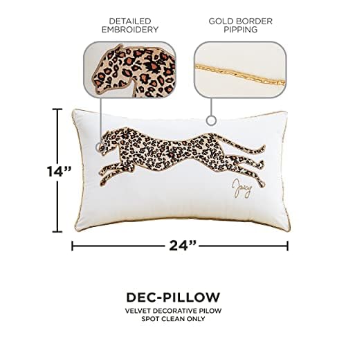 Juicy Couture – Decorative Accent Pillow Velvet Safari Leopard Premium Reversible Throw Pillow Living Room and Bedroom Décor Measures 14" x 24" Cheetah on White