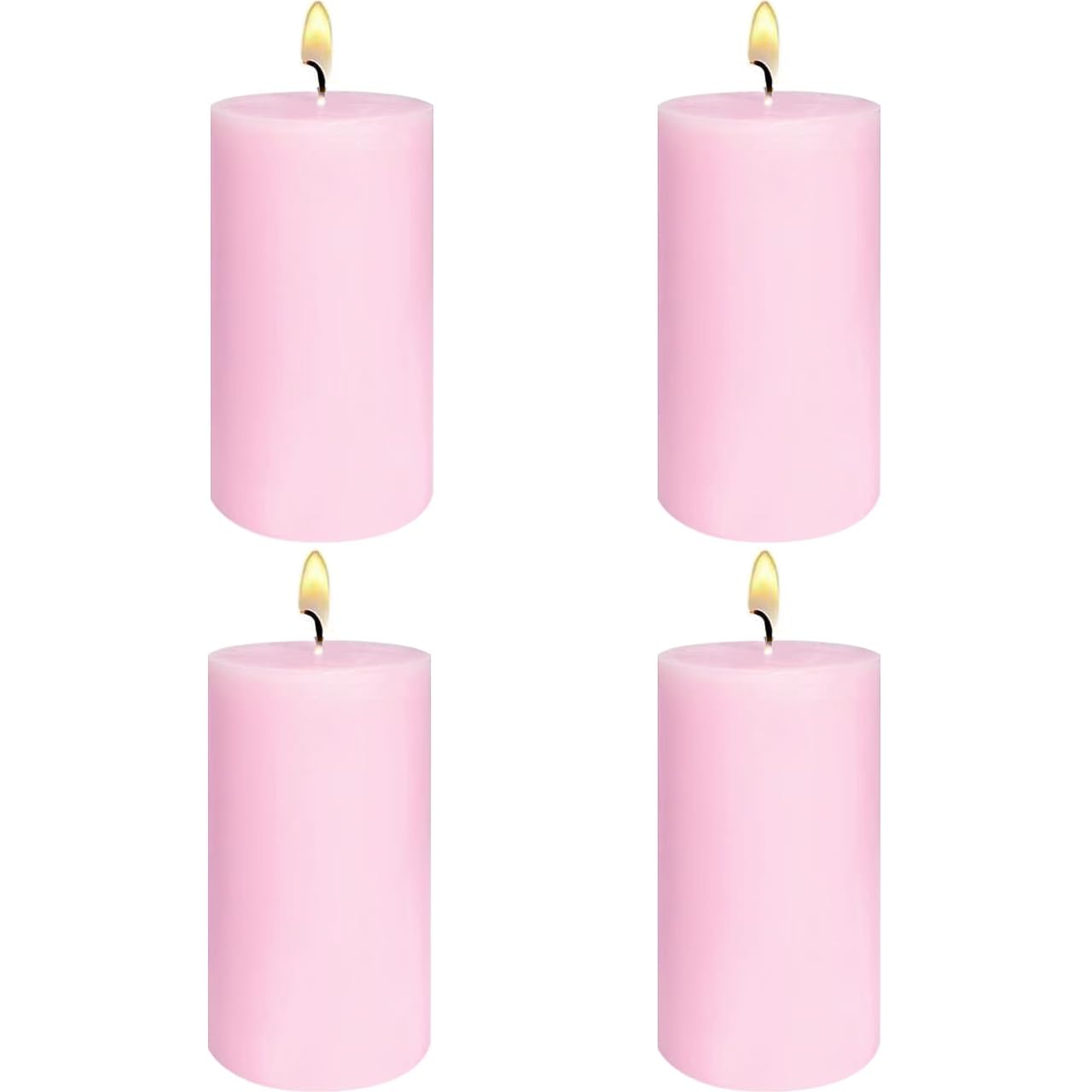 4-Pack Baby-Pink Pillar Candles 2 x 4 Inch – Unscented Dripless and Long Burning Candles, Good for Weddings, Parties, Dinner and Home Décor