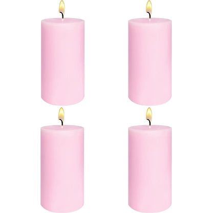 4-Pack Baby-Pink Pillar Candles 2 x 4 Inch – Unscented Dripless and Long Burning Candles, Good for Weddings, Parties, Dinner and Home Décor