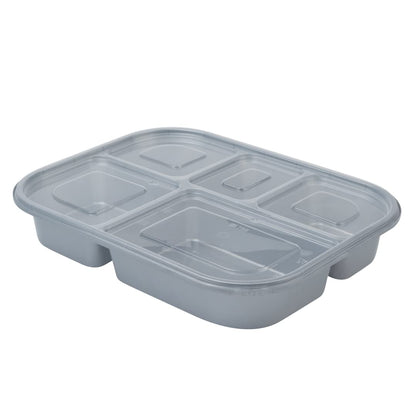 Restaurantware Futura 62 Ounce Meal Prep Containers With Lids 100 Tamper-Evident To Go Containers - Microwavable Disposable Silver Plastic Food Containers With Lids For Take Out or Lunches