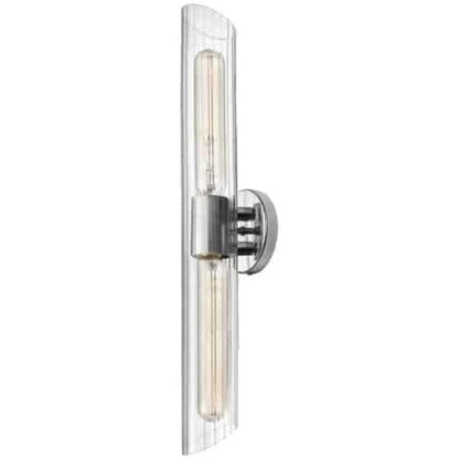 Dainolite 2 Light Vanity Fixture Polished Chrome Clear Fluted Glass Model SAM-252W-PC