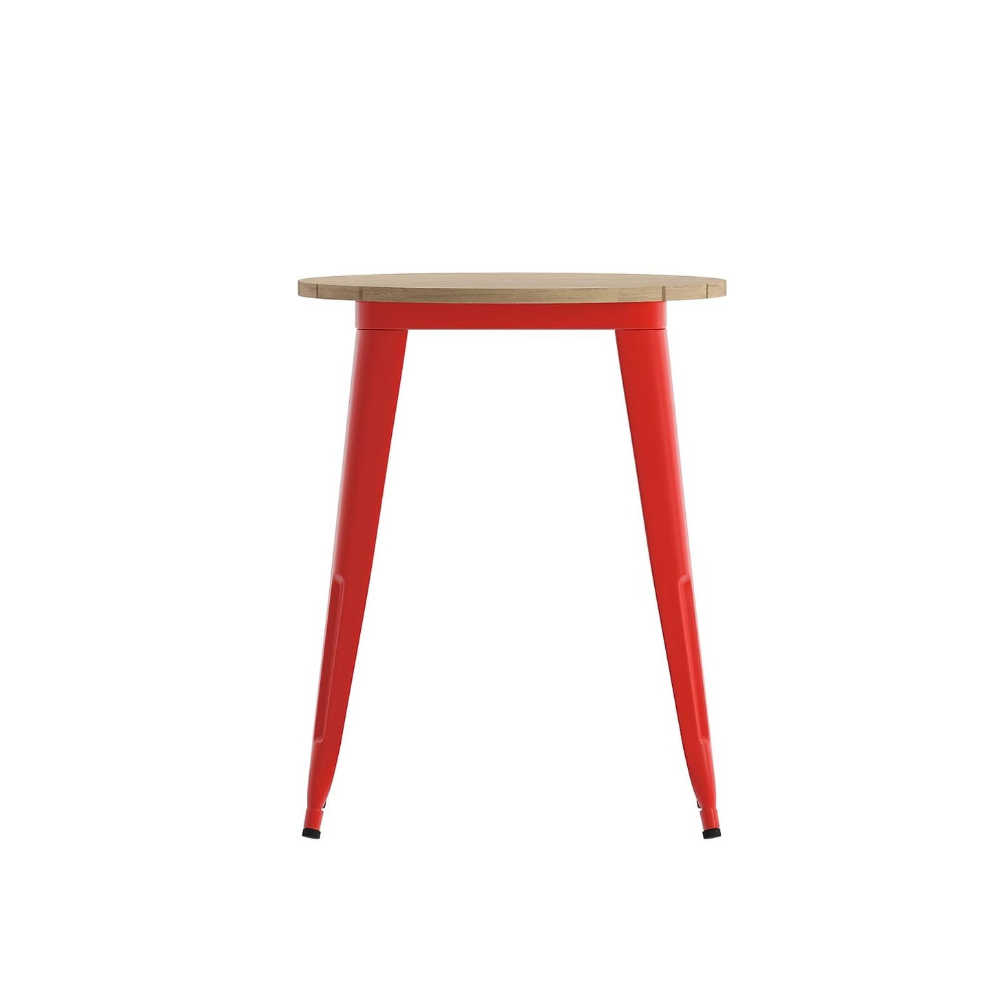 Flash Furniture Declan Commercial Outdoor Dining Table, All Weather Poly Resin Top with Steel Base, 23.75" Round, Brown/Red
