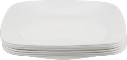 Corelle Vitrelle 6-Piece Salad Plates Set - Lightweight, Chip-Resistant 9-Inch Square Plates in White