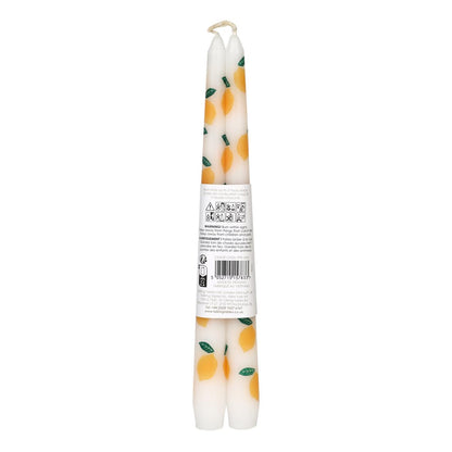 Talking Tables 2 x Lemon Print Tall Taper Dinner Candles, Unscented, Summer Taper Candles for Table Decor & Centrepieces, Fits Candlestick Holders