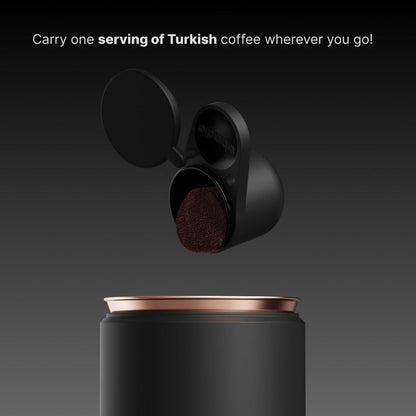 Arcadia Go Rechargeable Portable Turkish Coffee Maker – USB-C Powered, Compact & Cordless, Ideal for Outdoors, Travel, Camping, Office & Home Brewing (Night Black)