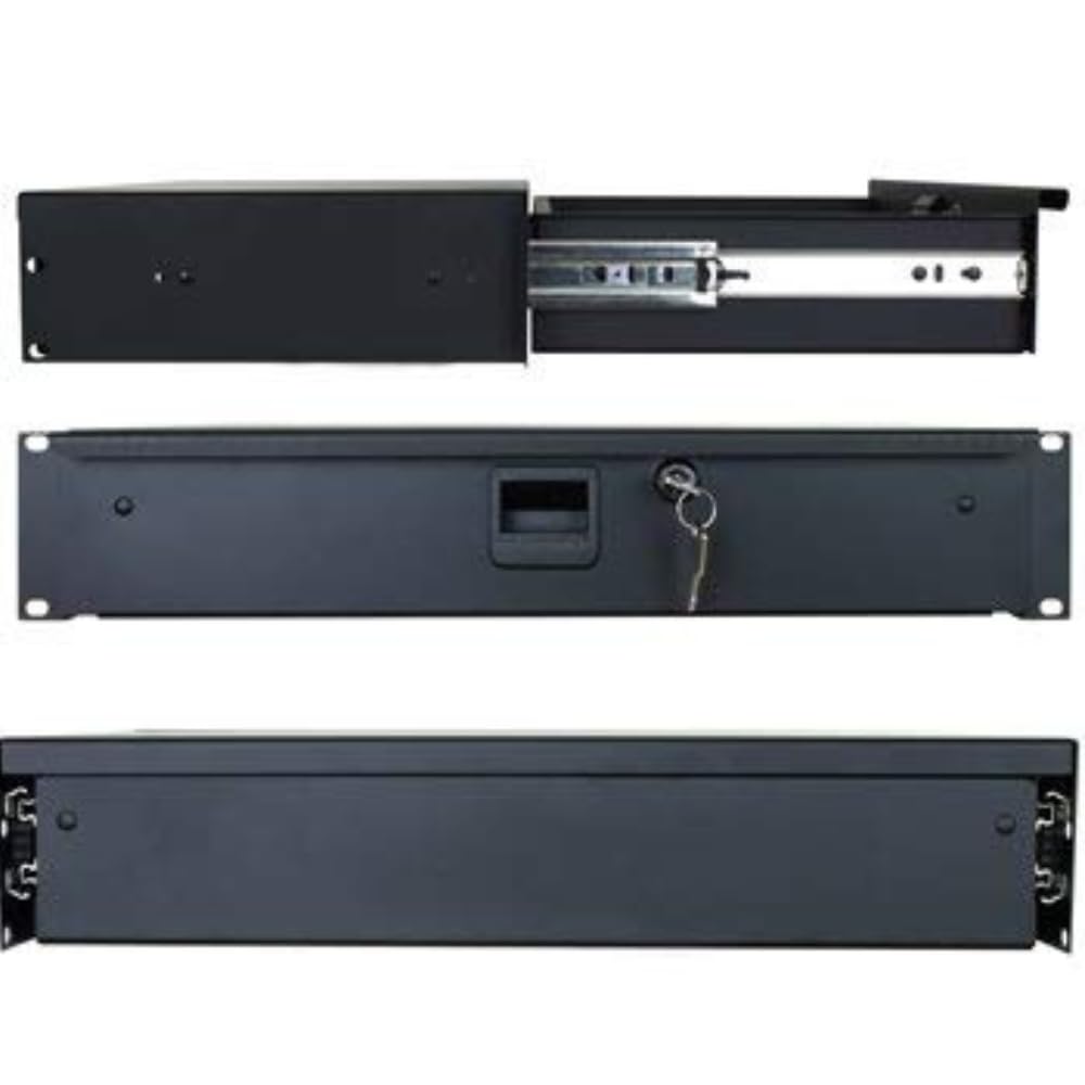 Penn Elcom 3233LK 3 Space (3U) Steel Rack Drawer with Slam Latch & Keyed Lock, 15.25 Inch Deep
