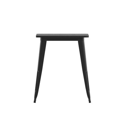 Flash Furniture Declan Commercial Outdoor Dining Table, All Weather Poly Resin Top with Steel Base, 23.75" Square, Black/Black