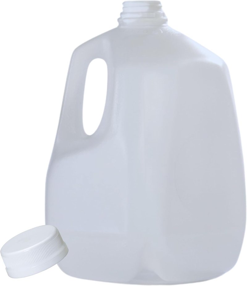 (4 PACK) 128 Oz Empty Plastic Gallon Juice Bottles with Tamper Evident WHITE Caps - Smoothie Bottles - Ideal for Juices, Milk, Smoothies, Picnic's and Even Meal Prep - Made in USA