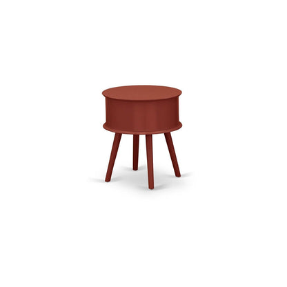 East West Furniture GONE13 One piece wonderful Gordon round table night stand with Drawer, 1-Pack, Burgundy Finish