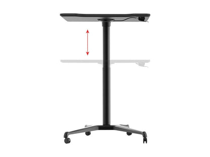 Monoprice Gas‑Lift Height Adjustable Sit‑Stand Mobile Rolling Workstation Laptop and Computer Desk V2 - Max Weight Capacity 99 Lbs, Mobile Stand for Presentations or an Active Work Lifestyle, Black