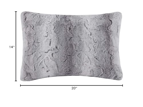 Madison Park Zuri Faux Fur Ombre Stripe Ultra Soft Luxury Decorative Throw Pillows, For Couch Bed With Insert, 20" x 20", Grey