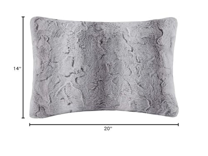 Madison Park Zuri Faux Fur Ombre Stripe Ultra Soft Luxury Decorative Throw Pillows, For Couch Bed With Insert, 20" x 20", Grey