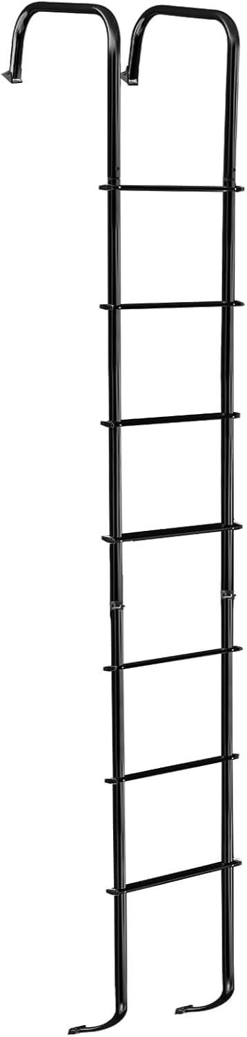 OUTPRIZE Universal Exterior RV Ladder, 7.6FT-8.4FT Aluminum Travel Trailer Ladder, 250lbs Capacity, Black