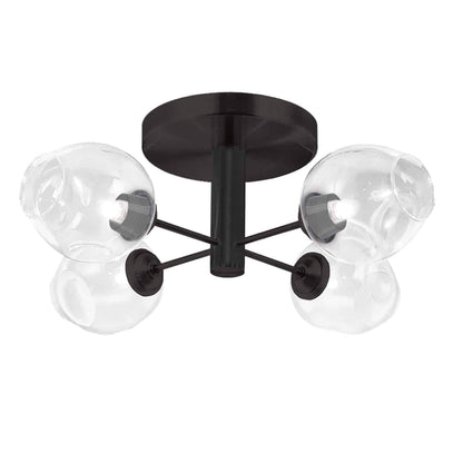 Dainolite 4 Light Semi-Flush Mount, Matte Black, Model ABI-204SF-MB-CLR