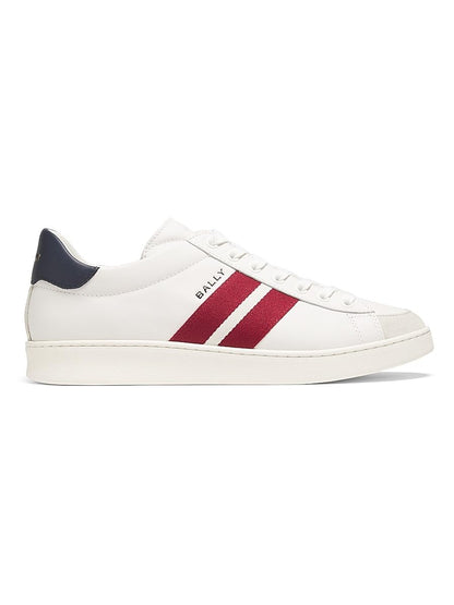 Bally, Thiago Ribbon Low-Top Leather Sneakers, WHITE PEACOAT, 12 US