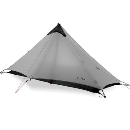 Telomat 3F Lanshan1 Ultralight Tent 3/4 Season Portable Backpacking Tent for 1-Person 15D Silicon Coated Waterproof Poleless Double Layer Tent for Camping, Climbing, Hiking (Grey 3 Season)