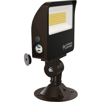 Lithonia Lighting All-in-One LED Flood Light, Waterproof LED Outdoor Light Fixture with Adjustable Brightness and Color Temperature, Yoke or Slipfitter Mount Dusk to Dawn Outdoor Lighting, UVOLT