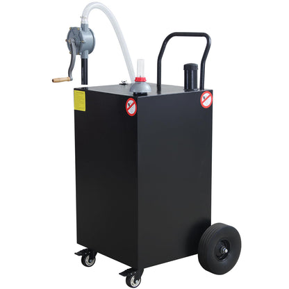 45 Gallon Gas Caddy Gasoline Diesel Can Hand Siphon Pump With Rolling Flat-Free Solid Rubber Wheels(Black)