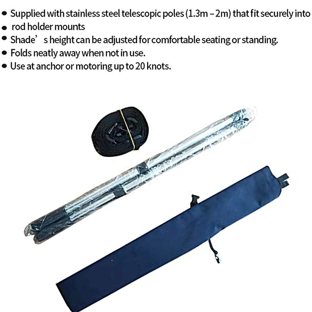 TeBaisea Boat T-Top Sun Shade Kit Boat Canopy, Boat Cover with Stainless Steel Telescopic Rod Foldable, UV-Proof 1200D High-Tech Polyester Fiber, Anti-Ultraviolet Dark Blue(102"×78"×66")