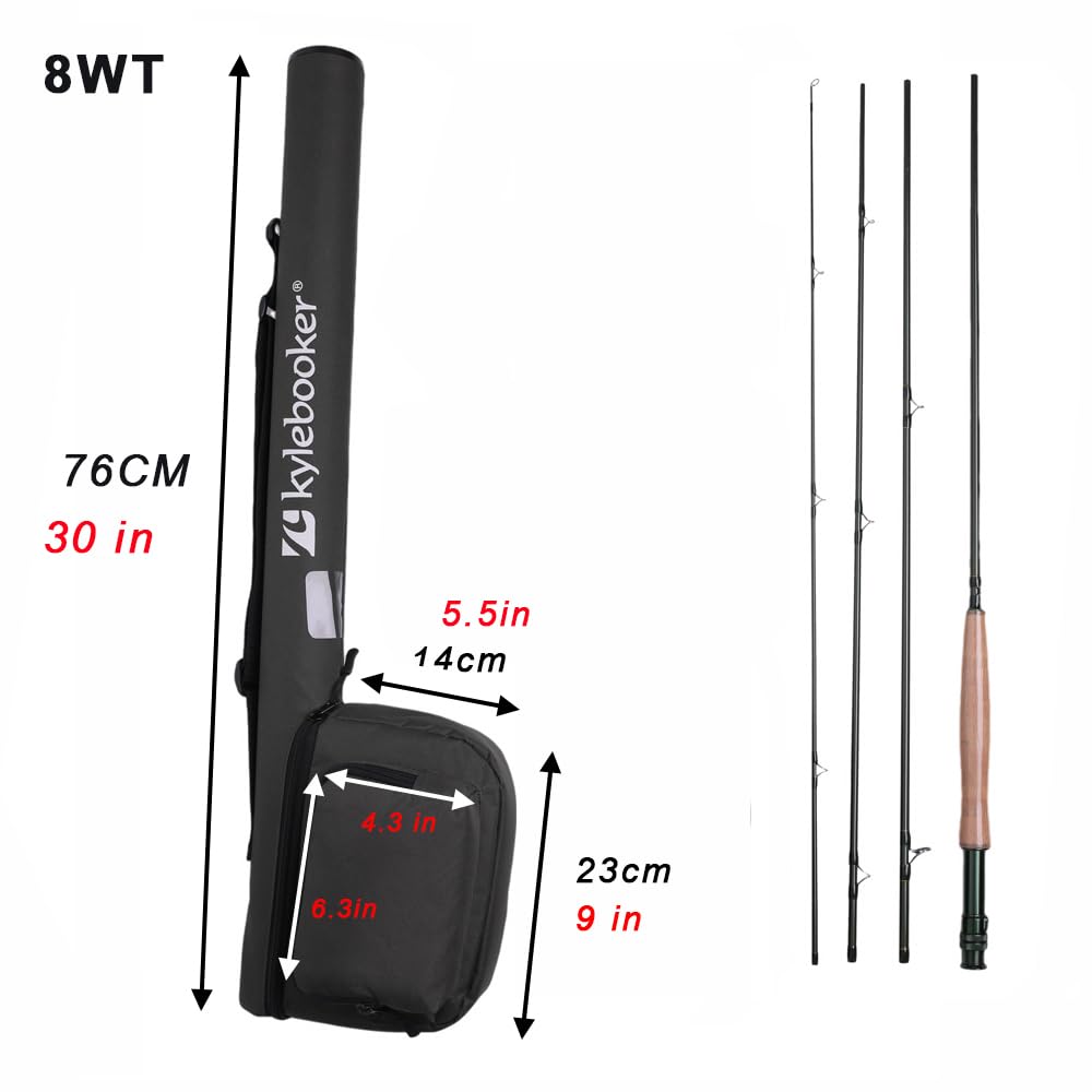 Kylebooker Fly Fishing Rod with Reel Combo Kit（8wt 9‘0“,4sec Rod,7/8 Reel ）