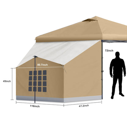 KAMPKEEPER Side Tent,Camping Tent for 10' x 10' Pop Up Canopy, Easy Set Up Gazebo,Compatible with 10' Wide Canopy Tents (Khaki)
