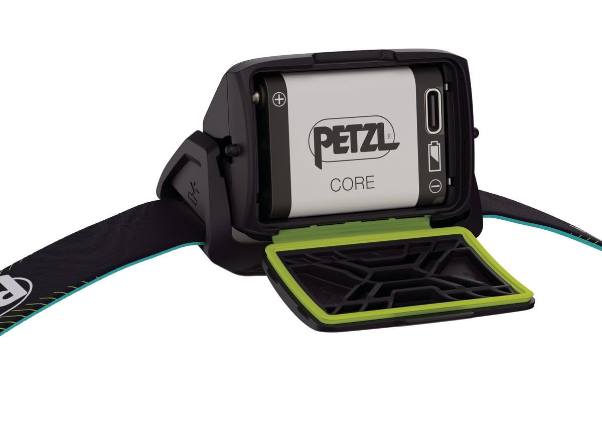 PETZL ACTIK CORE Headlamp - Powerful, Rechargeable 650 Lumen Light with Red Lighting for Hiking, Climbing, and Camping - Green