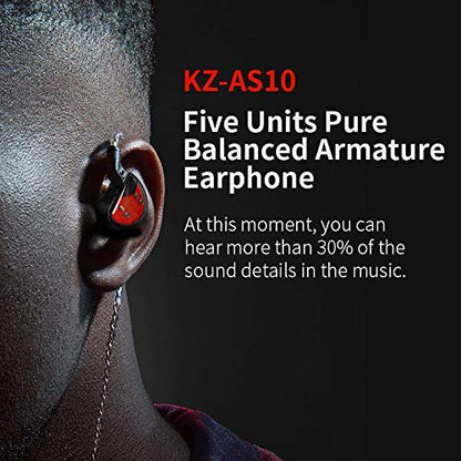 KZ AS10 Pure 5 Balanced Armature 5BA Earphone, Musician in Ear Monitor Headphone High Fidelity HiFi Headset (with Microphone, Green)